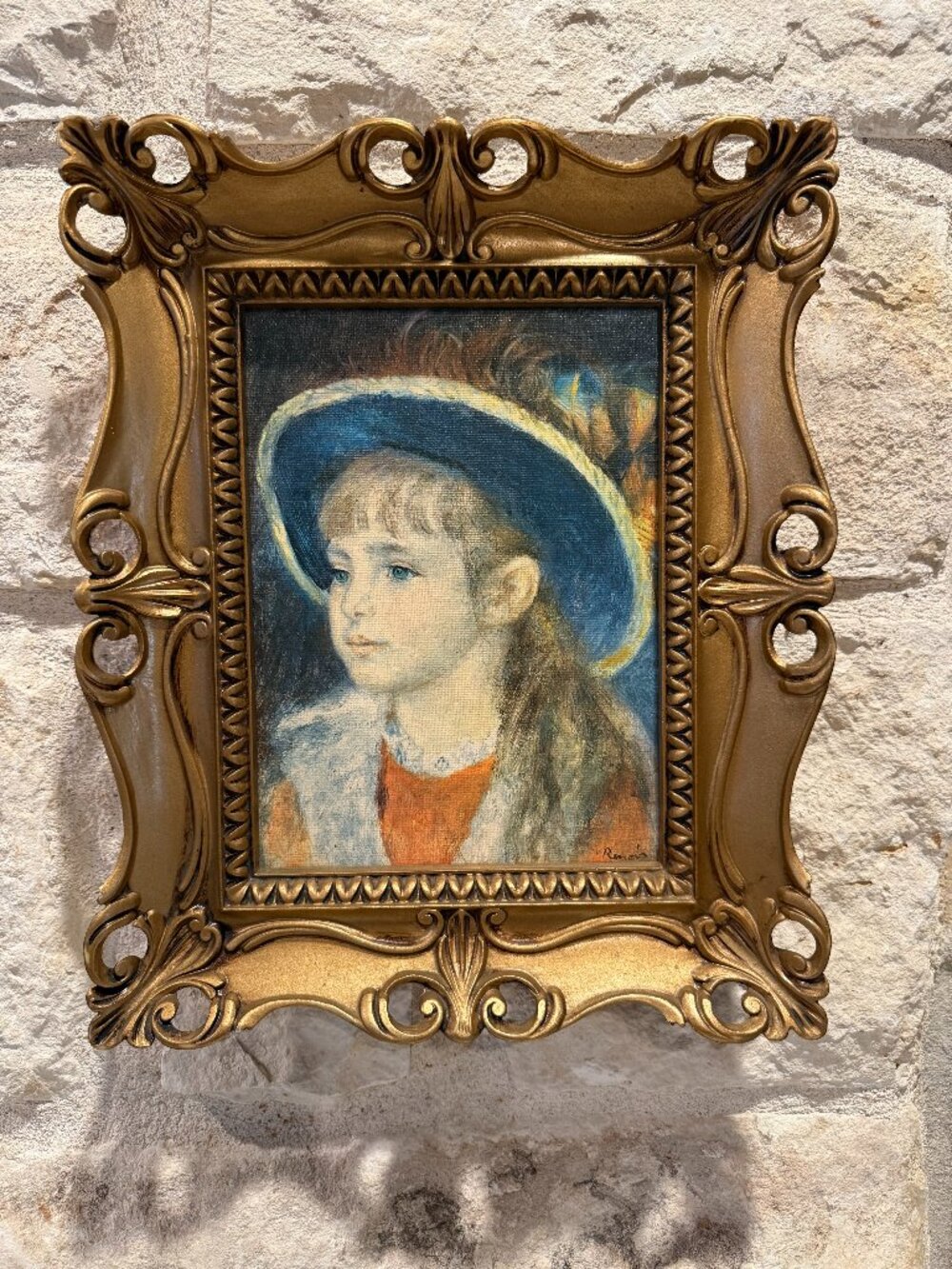 VTG 70's Reproduction of Famous 'Young Girl in a Blue Hat' Framed
